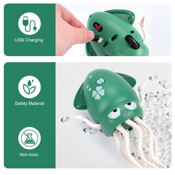 Interactive Dancing Squid Kids Toy with Light & Music - Induktionsplatt husdjur för magstund Grenn with box
