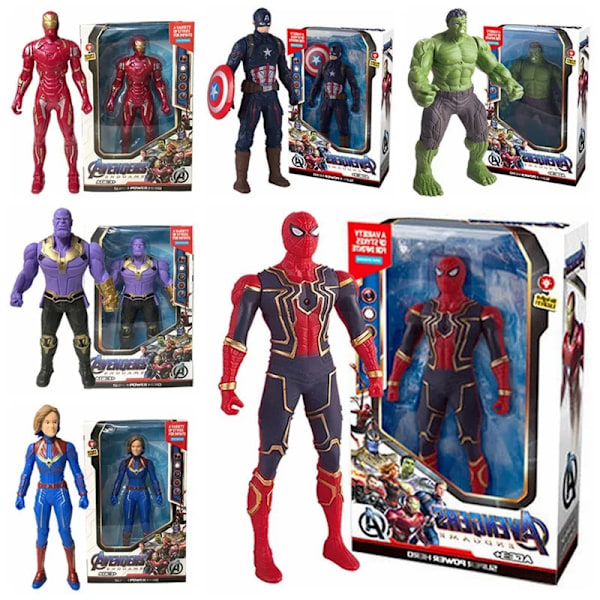 17 cm Marvel Spiderman Model Anime Action Figurer Spider-man Captainironman Lysende børnelegetøj Dekorationsdukker Gaver Hulk