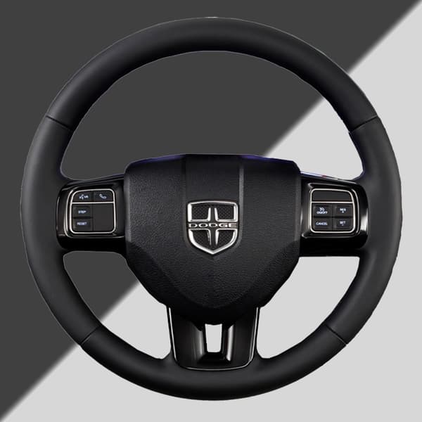 Rattskydd i nappaläder för Dodge Grand Caravan Journey Avenger Durango, biltillbehör i slitstarkt material Black Blue thread