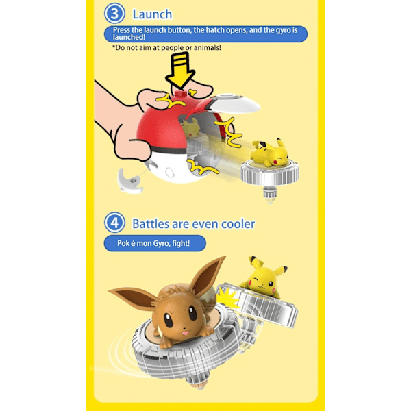 Äkta Lingdong Pokémon Gyro Leksaker för barns Fantasy Pikachu Charmander Dra sladd Battle Spinning Combat Komplett Set Presenter Mewtwo Gyro