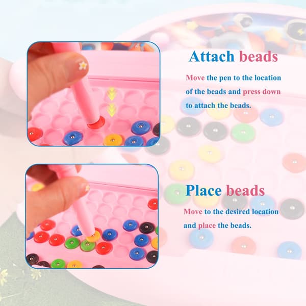 Magnetisk doodleboard för barn 3-8 år, ritleksak med penna och pärlor, Montessori-present Pink without box
