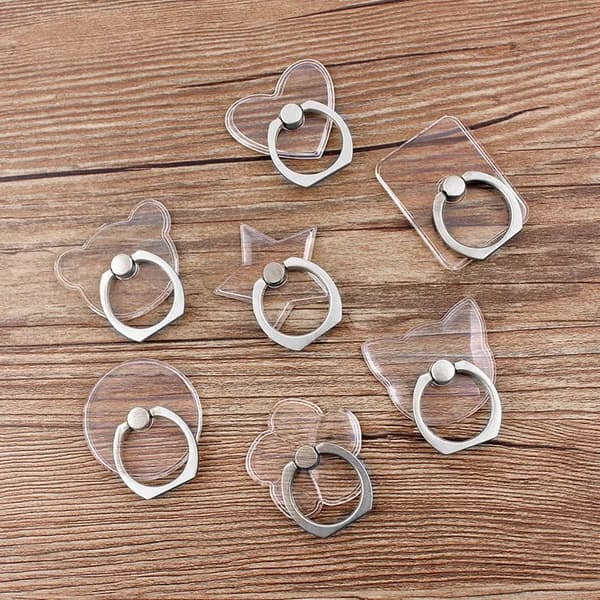 Universell magnetisk telefonhållare ringstativ kompatibel med iPhone Samsung transparent Rabbit