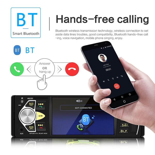 Hikity 1Din MP5 Bilradio 4,1 tums digital TFT-skärm BT FM Stereo Intelligent dynamisk backkamera MP5 Camera