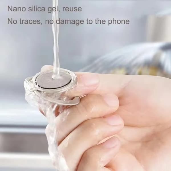 Luksuriøs tynd metalmagnetisk telefonholder til bilmontering med fingerring Silvery