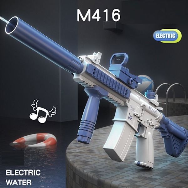 Elektrisk högtrycksvattenpistol M416 - Utomhuslek för barn och vuxna blue