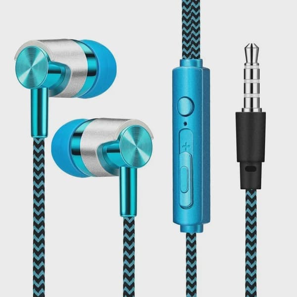 Trådbundna in-ear-hörlurar med mikrofon och volymkontroll, 3,5 mm Sky Blue