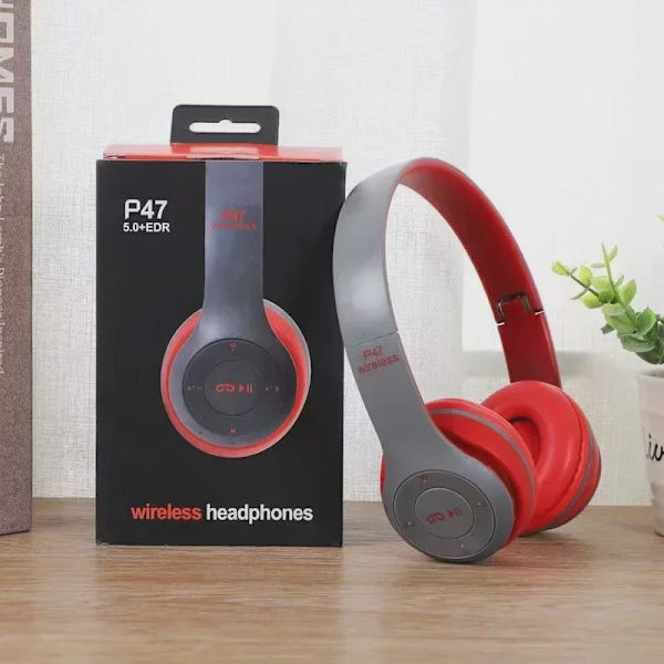 Multifunktionelt bærbart, foldbart, hovedmonteret, trådløst Bluetooth 5.0-headset til Bluetooth-forbindelse med TF-kort og kabelforbindelse Red