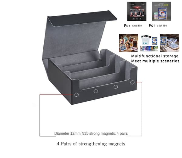 Opbevaringsboks til 1800+ samlekort PU læder Commander Card Deck Case Magnetisk lukning Kortholder Passer til Magic Game Cards red - Inner Grey