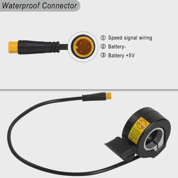 12V-72V Vandtæt 3-benet tommelfingergrebshastighedsregulator til elcykelgaspedal waterproof