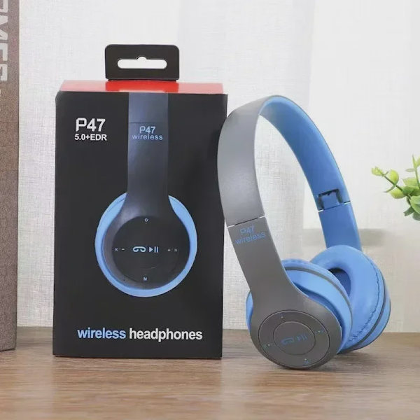 Multifunktionelt bærbart, foldbart, hovedmonteret, trådløst Bluetooth 5.0-headset til Bluetooth-forbindelse med TF-kort og kabelforbindelse Blue