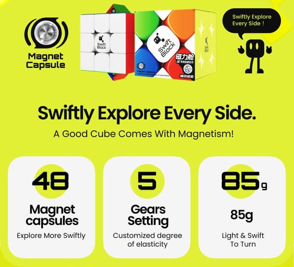 [Gan Swift Block 3x3 Magnetic Cube] 355S tarraton Professional Speed ​​Cube -lelu lapsille