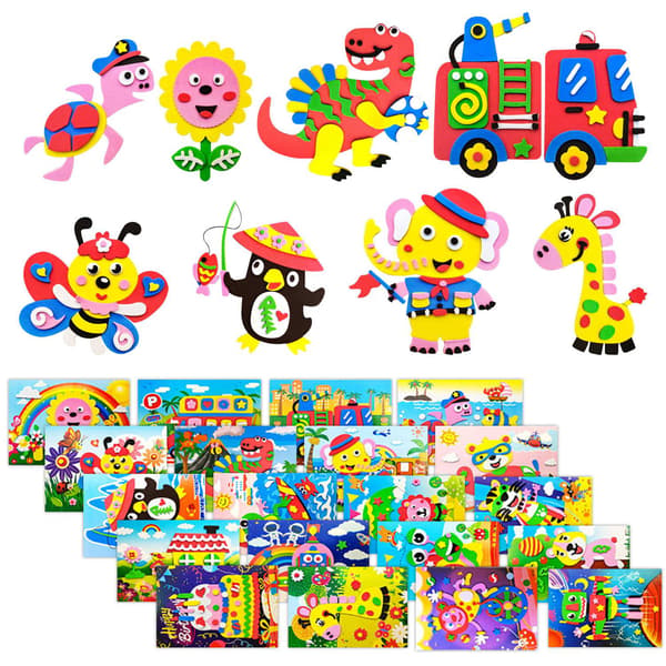 3D EVA Foam Animal Sticker Pussel för barn - DIY Craft Kit, pedagogisk födelsedagspresent Randomly 20 Patterns