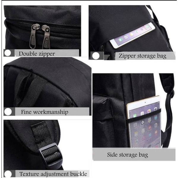 ryggsäck Fortnite - vattentät skolväska med USB och Hörlursuttag Black