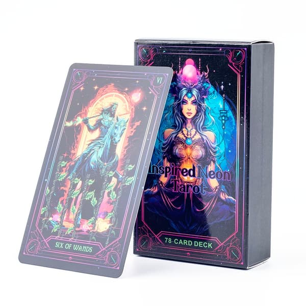 Inspirerede Neon Tarot-kort 10,3*6 cm Engelske Visions Divination Edition-brætspil 78kort TK81K