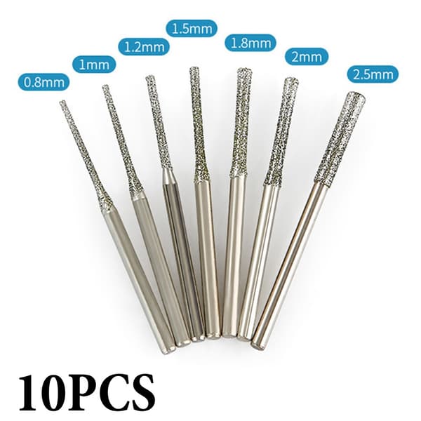 10-delte 0,8-2,5 mm diamantborehoveder med 2,35 mm skaft til glas, jade, rav, smykkefliser, sten 10 pcs  2.0 mm