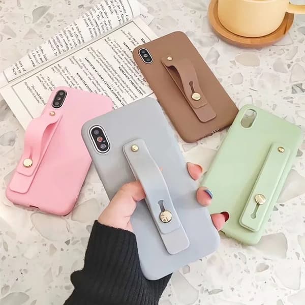 Universal håndledsrem med fingergreb til telefonholder til iPhone Xiaomi mobiltelefoner light green
