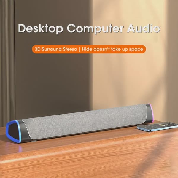 4D Computerhøjttaler Bar Stereolyd Subwoofer Bluetooth Højttaler Til Macbook Laptop Notebook PC Musikafspiller Kablet Højttaler Bluetooth Black