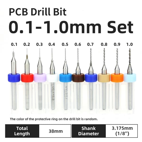 TOOLEYE 10-delt printkortboresæt mikroboremaskiner printkort 1/8" skaft mini CNC-boremaskiner PCB 0.6-1.5 mm 10 pcs