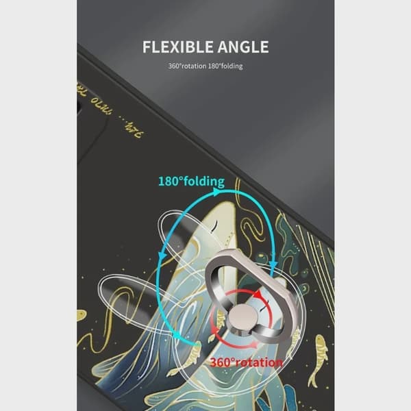 360° kääntyvä kirkas sormuspuhelinteline, jossa on pidike ja pidike iPhone-koteloille Rectangular