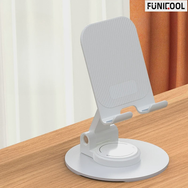 Funicool Justerbar Metall Hopfällbar Mobiltelefonhållare för iPhone 16 15 14 Pro Max Basic White