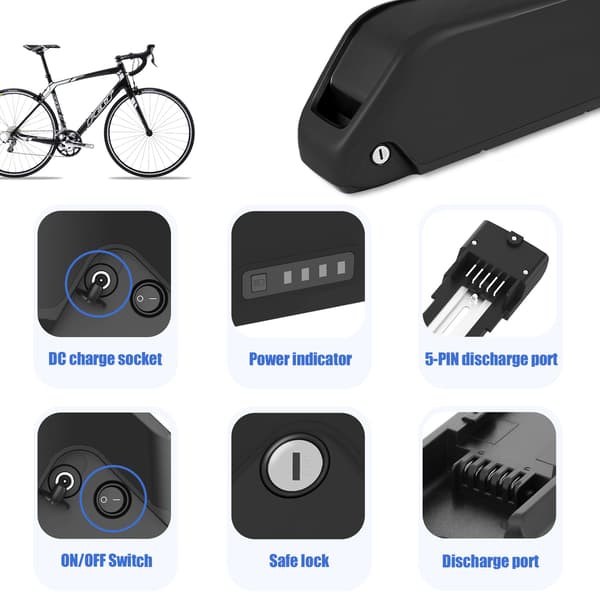MAX 91 ST 18650-celler Polly DP-9 Ebike Downrörsbatteriväska med hållare 48V Case