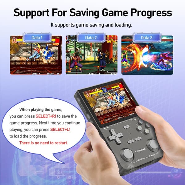 KINHANK Open Source K36 Retro Handheld Video Game Console 16000 Spel för PS1/PSP/DC/N64/SS 500nit 3 Black