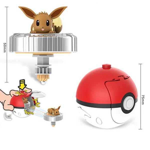 Äkta Lingdong Pokémon Gyro Leksaker för barns Fantasy Pikachu Charmander Dra sladd Battle Spinning Combat Komplett Set Presenter Eevee Gyro