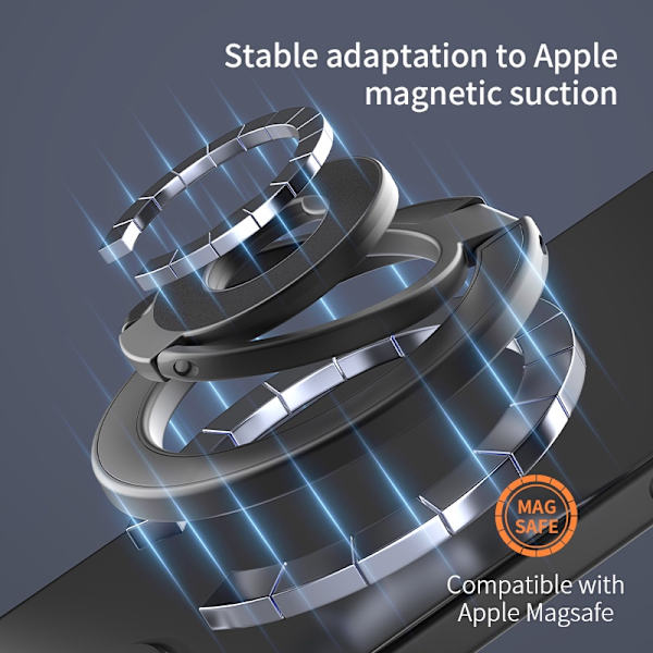 MagSafe dobbeltsidet magnetisk telefonringholder, foldbart stativ, grebbeslag til iPhone White