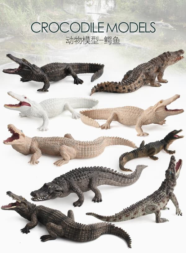 Vit/Brun/Grön Realistiska Crocodile Action Figurer Solid Simulering Djur Modell Dekoration Leksaker För Barn Julklappar NO.404