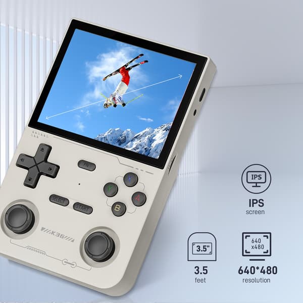 GAMINJA Open Source K36 Retro Handheld Video Game Console 16000 Spel för PS1/PSP/DC/N64/SS 500nit 3 Black