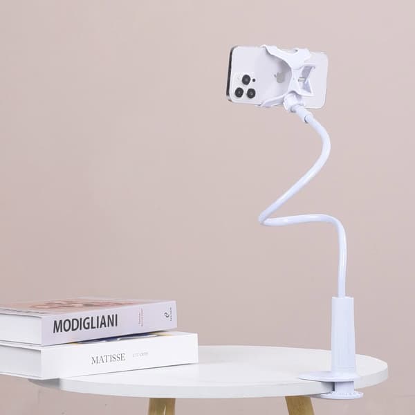 70 cm fleksibel telefonholder stativ klemmemontering til iPhone Samsung 3,5-6,7" enheder WHITE