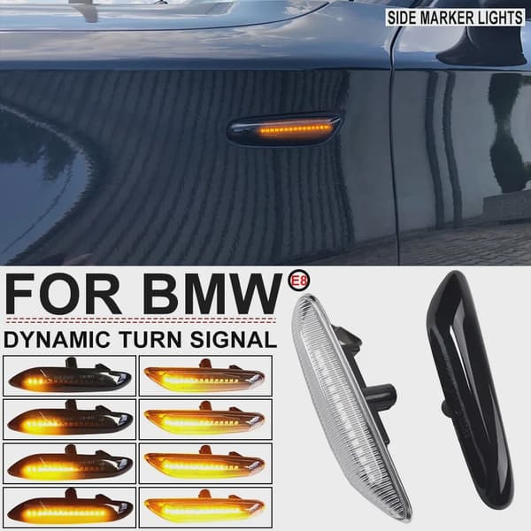 2 kpl virtaavan veden vilkku LED-dynaaminen vilkkuvalo BMW E60 E61 E90 E91 E81 E83 E84 E92 sivumerkkivalojen vilkku Crystal
