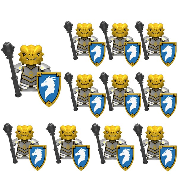 11 stk middelalderlige Dragon Knight actionfigurer med kraftig rustning - Saml klodser modelsæt RZN836x11