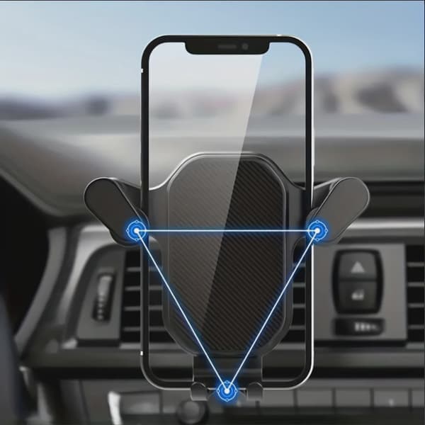 Gravity Bilhållare Luftventil Klämma Montering Universellt Stötsäkert Stativ för iPhone Samsung Xiaomi GPS black
