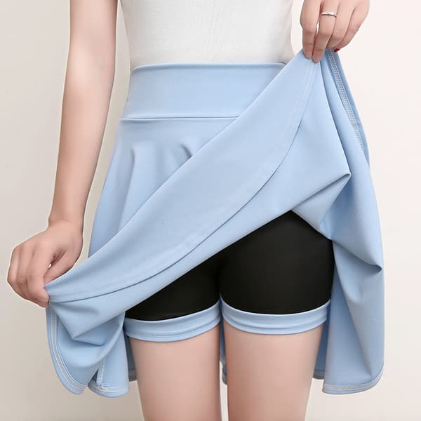2025 Flared Nederdele Dame Basic Shorts Nederdel Mode Alsidig Sort Casual Mini Skater Medium Plisseret Fluffy Skirt Plus Size black Size L