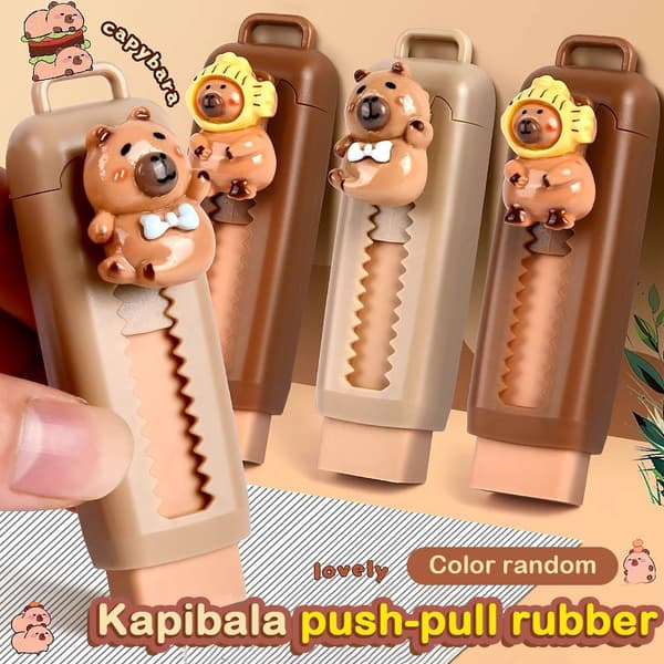 Kawaii Push Pull Capybara Eraser Mjuk skolmaterial Clean Mess Gratis Stationär kontorsstudent Gummi Eraser För Barn Present