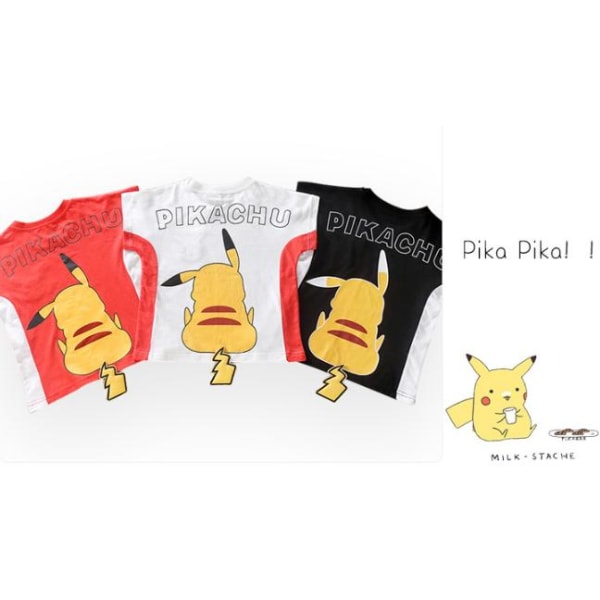 Pikachu Pokemon Kids T Shirt 90-110 Black 100