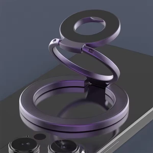 MagSafe dubbelsidig magnetisk telefonhållare vikbart stativ greppfäste för iPhone Purple Orange