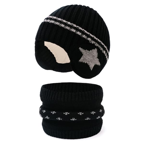 Varmt 2pc Kids Hat & Scarf Set - tyk vindtæt høreværn til efterår og vinter Beige Size One Size