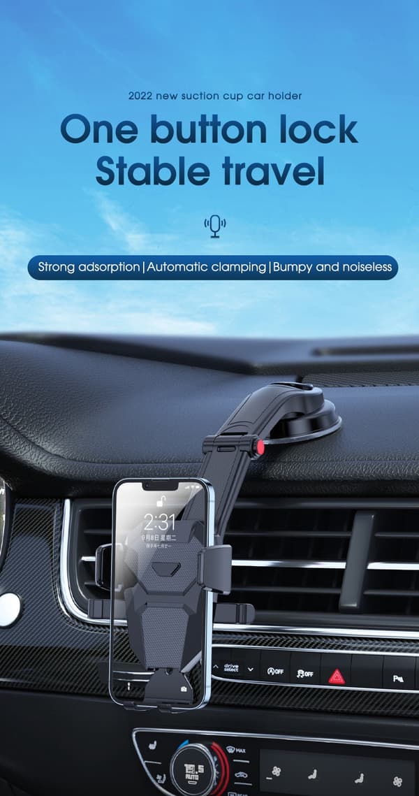 Biltelefonholder Stand Gravity Dashboard Universal Mobilstøtte til iPhone 13/12 Pro Xiaomi Samsung black