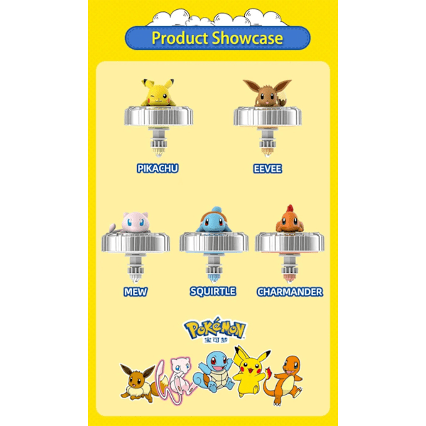 Äkta Lingdong Pokémon Gyro Leksaker för barns Fantasy Pikachu Charmander Dra sladd Battle Spinning Combat Komplett Set Presenter Mewtwo Gyro