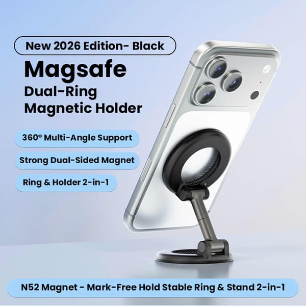 2026 Dobbeltsidet magnetisk foldbar telefonholder til MagSafe iPhone 12-17 & Android black