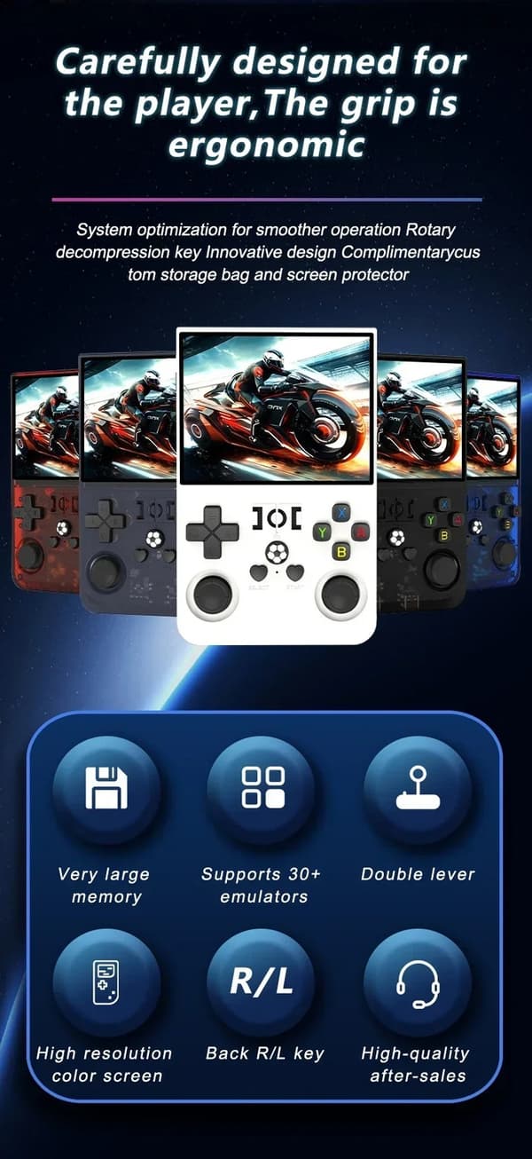 R36PRO Retro Handheld Video Game Console Linux System 3,5 tuuman IPS-näyttö R36s Pro Kannettava taskuvideosoitin 128GB Pelilahja Grey 128G