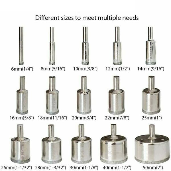 10/15-delars set kakelborrset diamantbelagda kakel marmor glas keramik hålsåg borrbits 10 pcs 650 mm