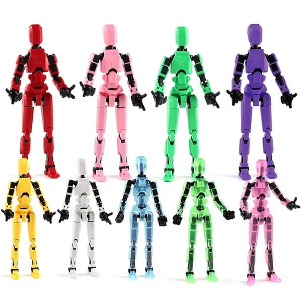 DIY Luminous T13 Multi-Jointed Movable Shapeshift Robot 3D-tryckt skyltdocka Lycklig robot och hund Actionfigurer Leksaker barn Presenter transparent blue