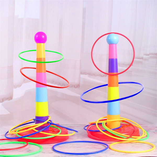 Børn Kast Circle Game Ferrule Stablet Legetøj Sjovt Indendørs Udendørs Forælder-Barn Interaktive Circle Layers Tidlig uddannelse gave 1xTower 21xRings