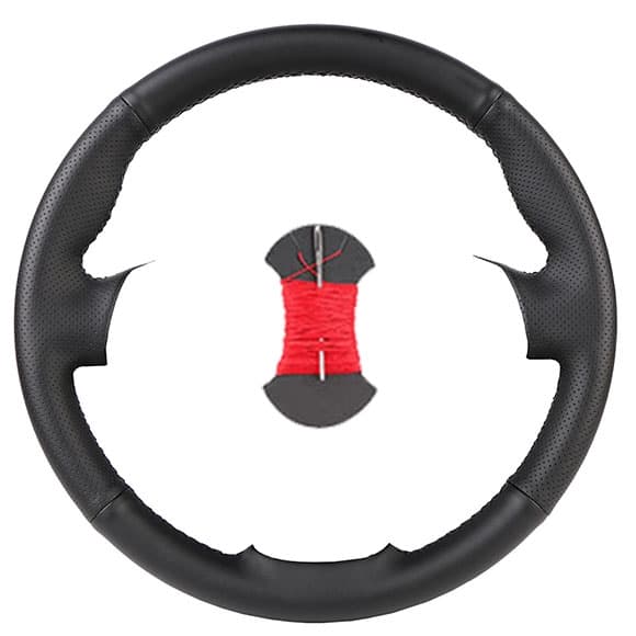 Rattskydd i nappaläder för Dodge Grand Caravan Journey Avenger Durango, biltillbehör i slitstarkt material Black red thread
