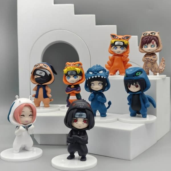 9 Cm Kakashi Q-version Anime Figur Kawaii Sasuke Itachi Action Figur Bildekoration Samling Model Legetøj 1-Random 2pcs Size no box