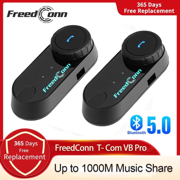 Freedconn Hjelm Bluetooth Headset Gruppe Motorcykel Intercom Hovedtelefoner FM Musikdeling Intercom op til 6 Kørere T Com VB VB-Two Set