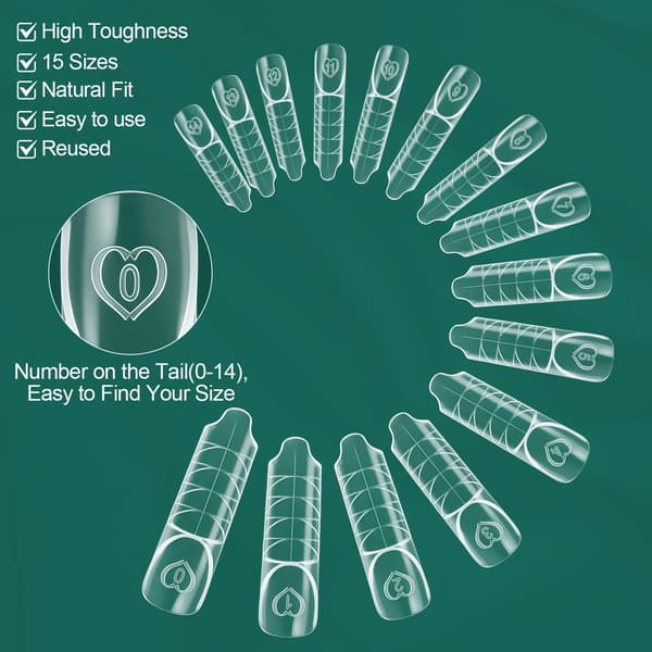 Nailpop Space Nail Dual Forms - 15 størrelser til polygel-extensions, genanvendelig Space-60pcs OPP bag
